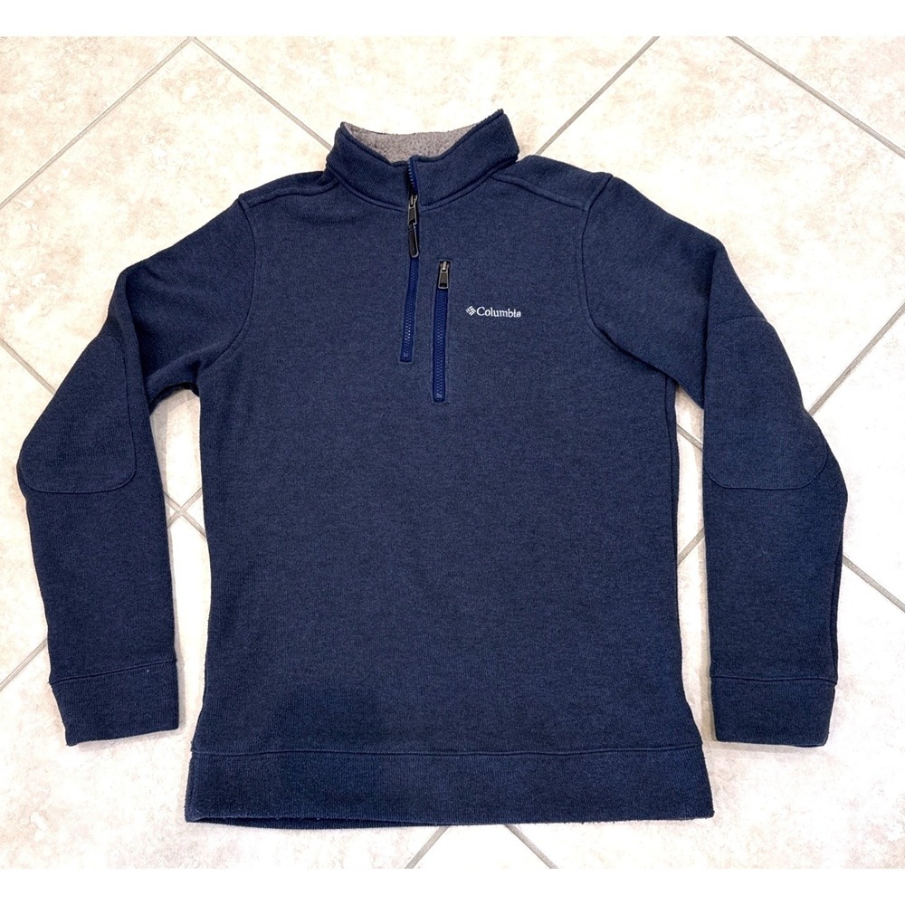 Columbia Mens Navy Blue Quarter Zip Sweater Knit Fleece Pullover Size M